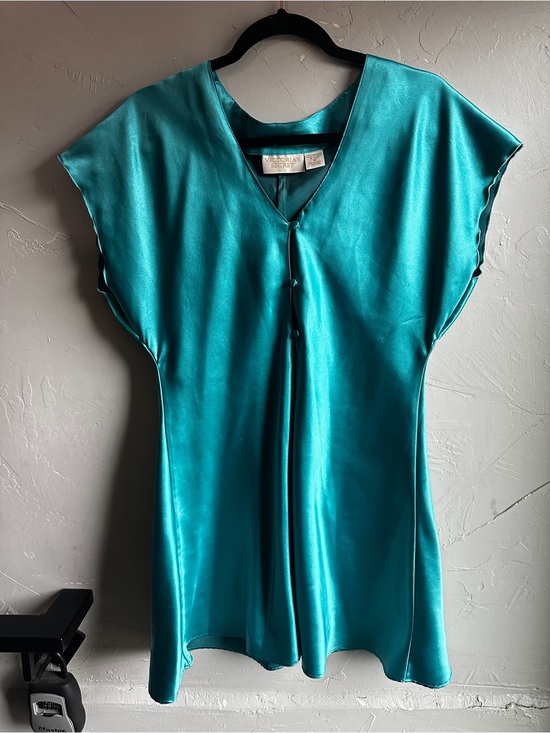 Victoria's Secret Dresses & Skirts - Vintage Victoria’s Secret Teal Satin Sleep Dress Y2K Slip Lingerie Mini Sz M